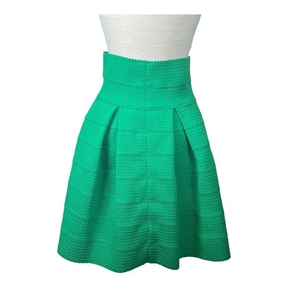 H&M TEXTURED‎ A-LINE BUBBLE SKIRT Y2K GREEN WOMEN'S SIZE SMALL - Picture 2 of 9